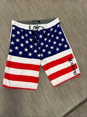 Hurley Boys American Flag Board Shorts - Blue, Red, White